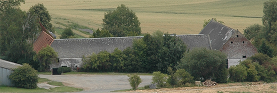 Rear of La Haie Sainte farm viewed  from the Lion Mound.
